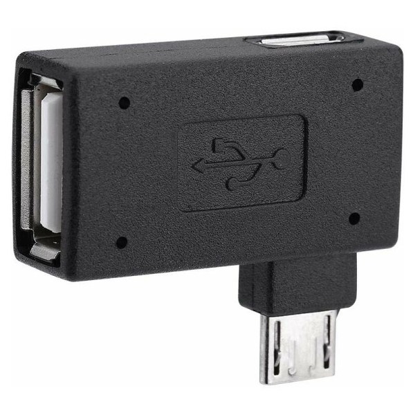 2-pakning Micro USB 2.0 rettvinklet 90 graders hann til Micro hunn O