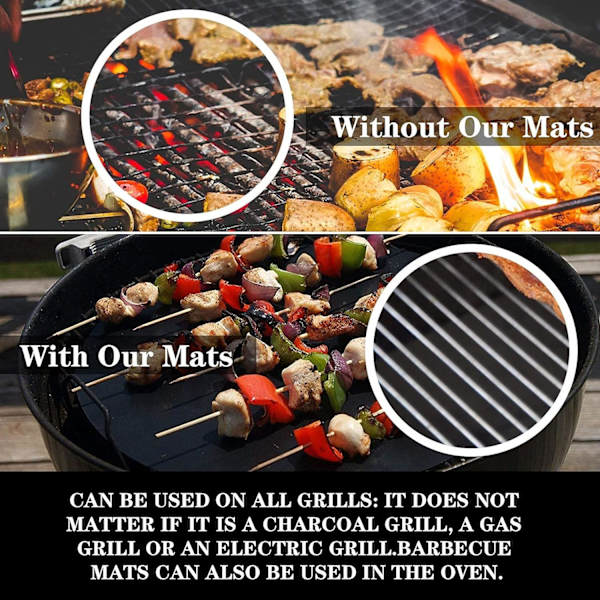 Set med 3 bakmattor BBQ-matta grillplatta bakplåt ugn 50 * 40 cm för