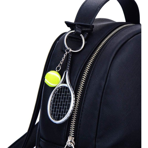 18 stk. Mini Tennis Racket Nøglering Nøglering, Fashionable Legering Tennisbold Split Ring Nøglering til Sportsentusiaster Team