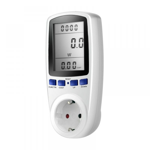 Uttag med energimätare, LCD-display, 16A, 230V, 50Hz, strömförbrukning,