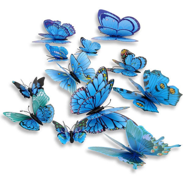 Mix of 12PCS 3D Rose Butterfly Wall Stickers Decor Art Decoration