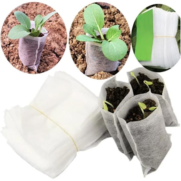 200 stk 8*10 cm ikke-vevde planteposer i stoff for frøplanting