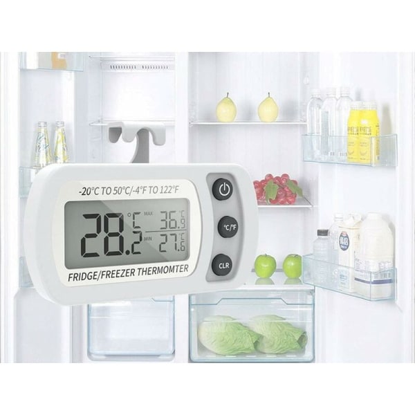 Digital Fridge Thermometer, Waterproof Freezer Thermometer with H