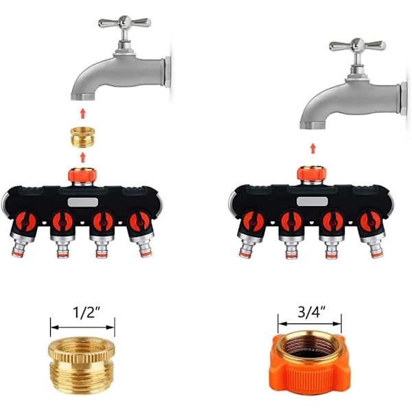 Vannfordeler - 3/4\" og 1/2\" Vannfordeler med Kranadapter for G