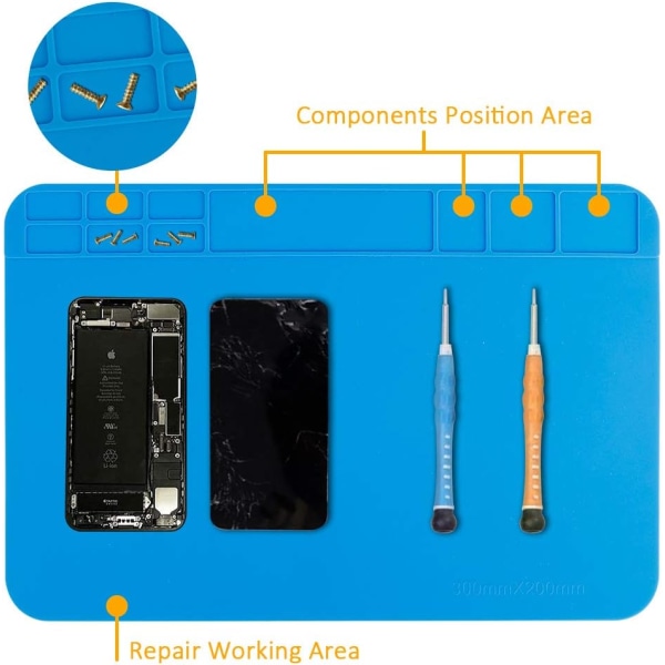 Sklisikker silikonsveisematte antistatisk reparasjonsmatte varmebestandig loddepute for reparasjon av klokketelefon-elektronikk