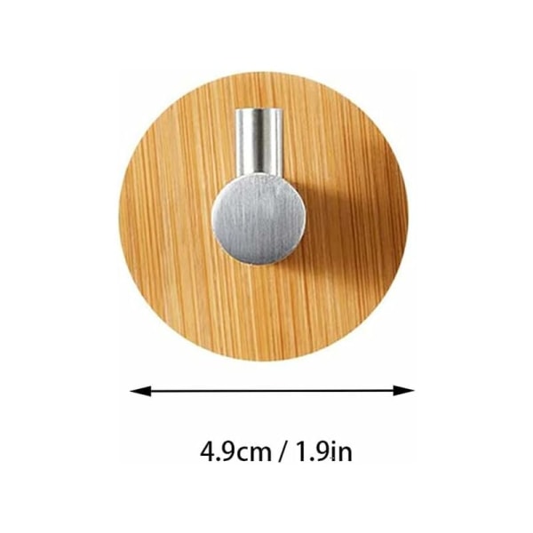 4 st bambu väggkrokar, bambu rostfritt stål krokar, bambu självhäftande krok, ingen rivning självhäftande handdukskrok för badrum, toalett, kök