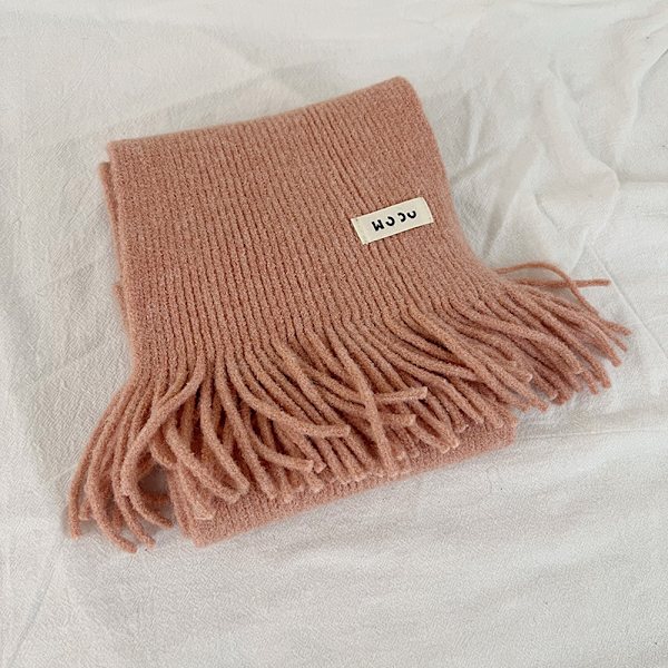 Enfärgad barnscarf höst och vinter baby lång tofs S