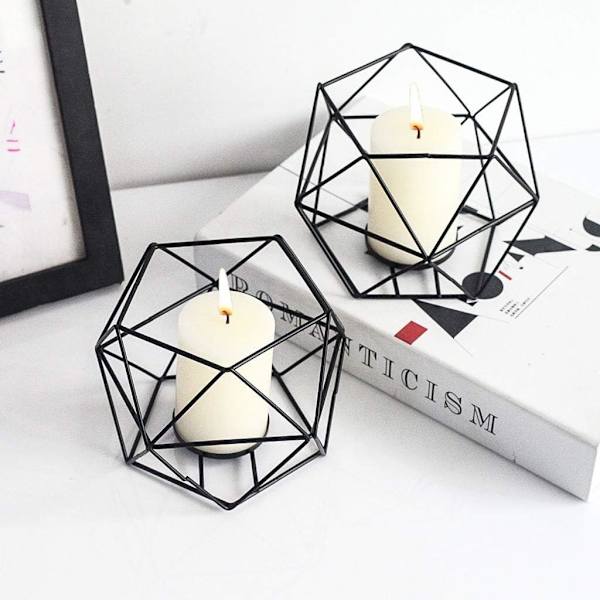 Svart Ljusstakar - Set med 2 Geometriska Kärnljusstakar Modern Design
