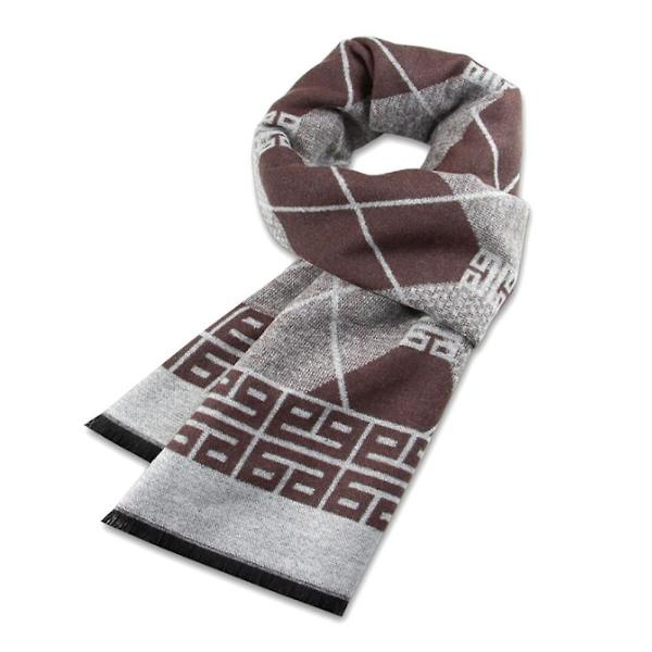 Herr Vinter Cashmere Varm Halsduk Trellis (Kaffebrun)