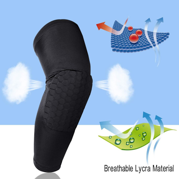Benvärmare Stretchable Knäskydd Knä Lårskydd, Knä Kompressionsdyna Tjock Support Protector för Sport Basketboll Volleyboll Fotboll Rugby Crossfit, 1 Par