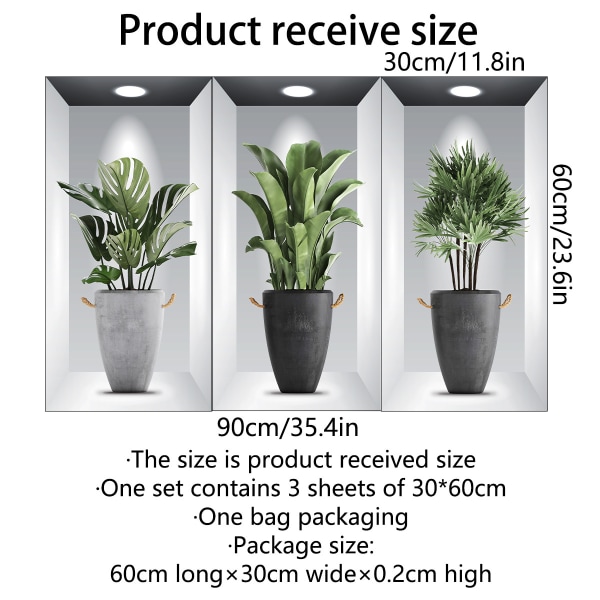 3d Vas Väggklistermärke- Vardagsrum Plant 3D Väggdekaler- Grön P