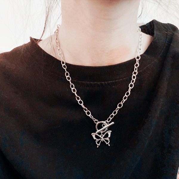 Fashion Silver Butterfly Pendant Necklace Choker Chain Women Part