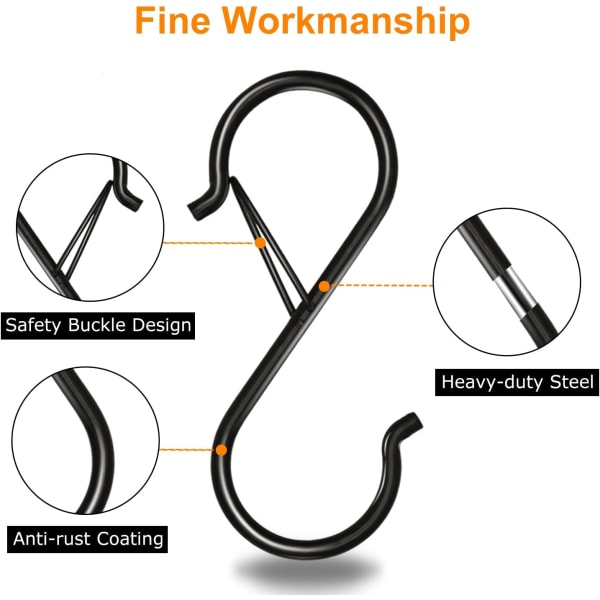 8 Pieces S-Hook, 3.5 Inch Heavy Duty S-Hook with Seat Belt Buckle