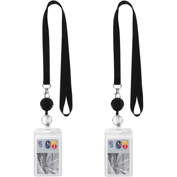 Nøglebånd, sort, udtrækkelig emblemspole med ID-mærkeholder med Ba