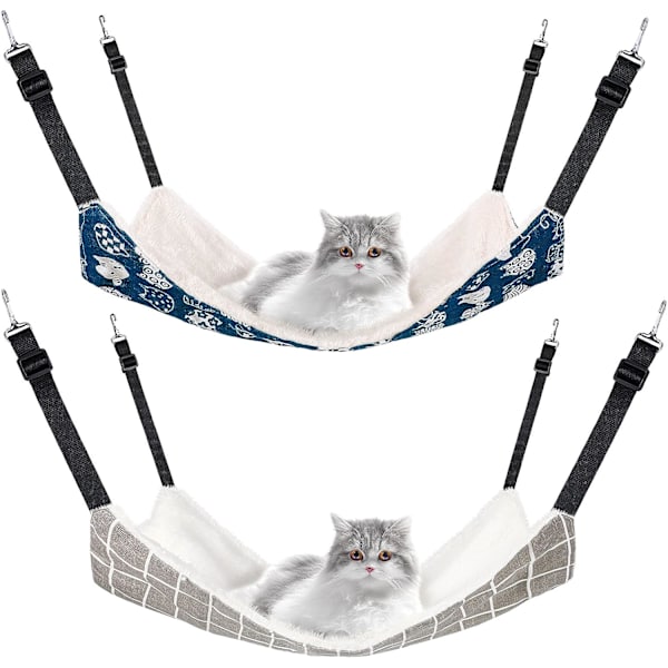 2 st Reversibla Katt Hängmatta Mjuk Andningsbar Husdjursbur