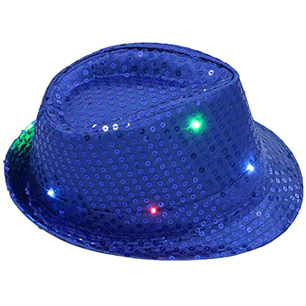 Paljett Jazzhatt LED Jazzhatt Festhattar för Vuxna Glitterhattar