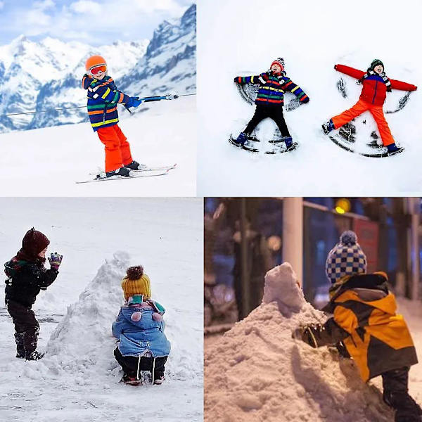 Vinterhandskar för barn, utomhus snowboardhandskar isolerade vattentäta (blå)