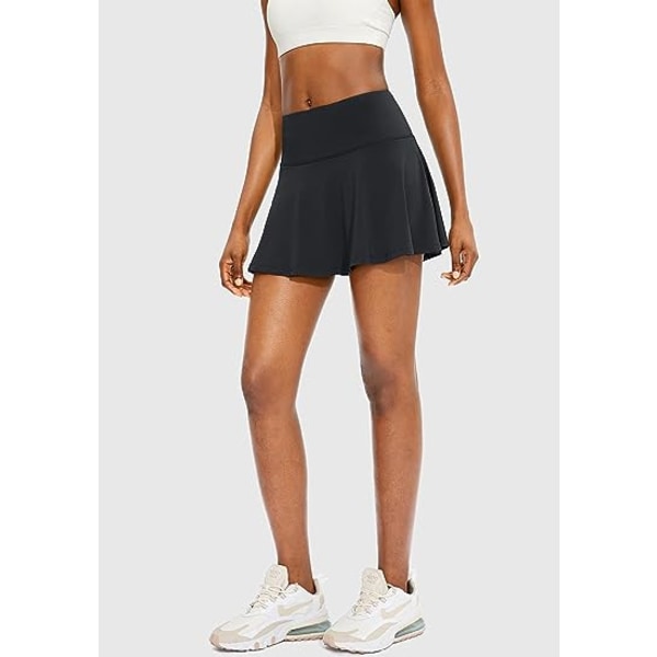 Plisseret tennis nederdel til kvinder med 4 lommer - Damehøjtaljet
