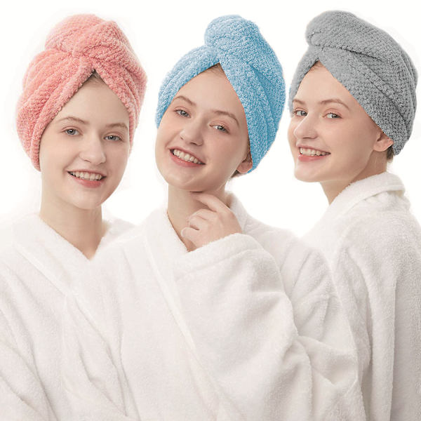 Hårhandduk, 3 st hårtorkningshanddukar, superabsorberande mikrofiberhårhandduk
