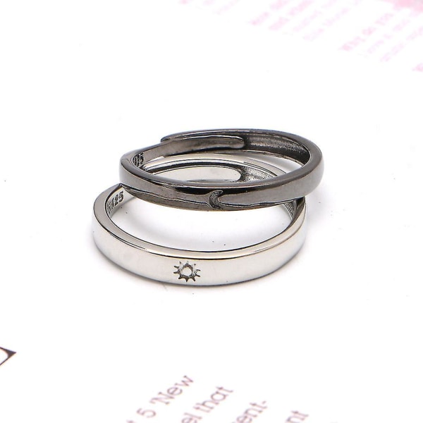 2 st Sun Moon Lover Parringar Matchande Knuckle Ring Justerbar