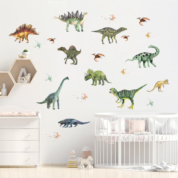 Tecknad dinosaurie djur väggdekal vardagsrum sovrum backgrou