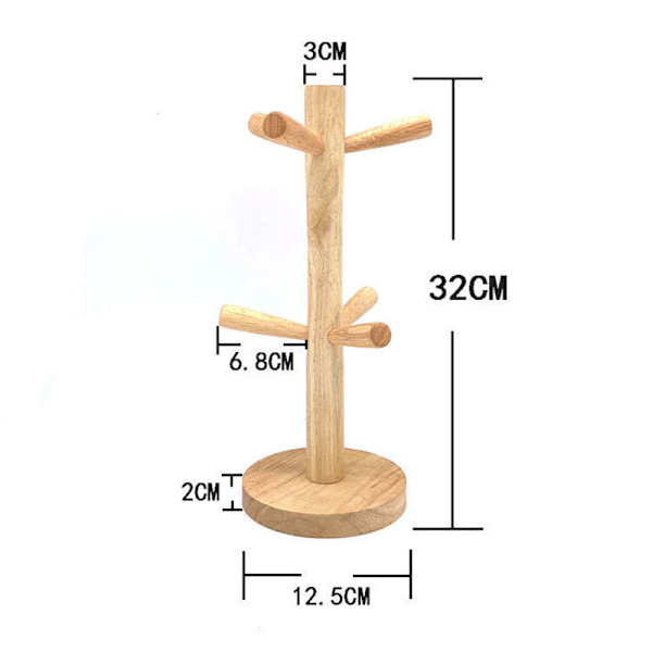 Träkoppsträd kopphållare (6 koppar) 32*12,5cm