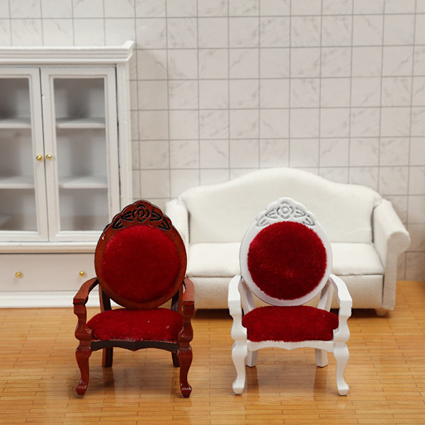2 st 1:12 Miniatyrhusmöbler Trä Snidade Enkelsoffa Ch