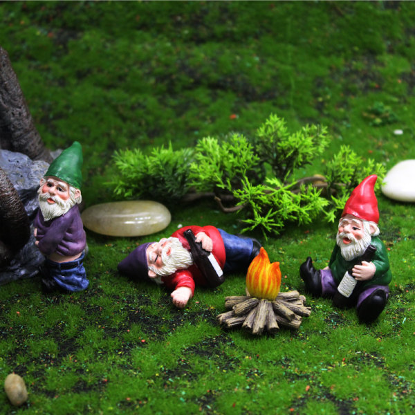 Miniatyr utomhus trädgård tomtar prydnad, harts elf staty, rolig