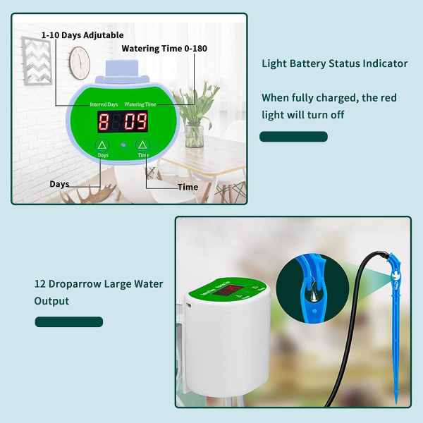 Automatisk droppbevattningskit, 12 kit självbevattning för inomhusväxter