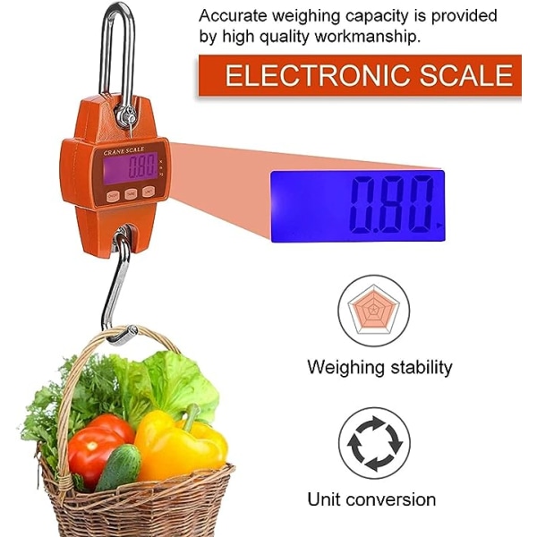 Kranvåg - Mini bärbar digital LCD elektronisk hängande stege leksakssteg kranvåg med 300 kg stege med krok för resor resväska fiske utomhusjakt gård