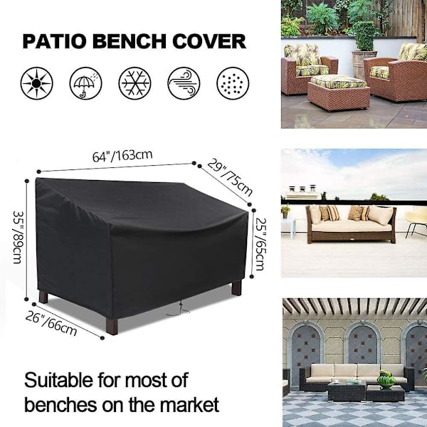 Utomhus bänköverdrag vattentätt, 3-sits, loveseat, soffa, glidare, möbelöverdrag (64l X 26w X 35h tum), polyester