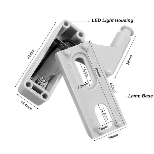 20 st (vit+varmvit) universell LED-innergångslampa skåp
