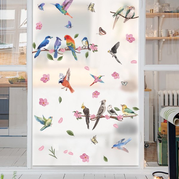 Akvarelli Birds -seinätarra, 2 kpl Creative Flyi -seinätarra