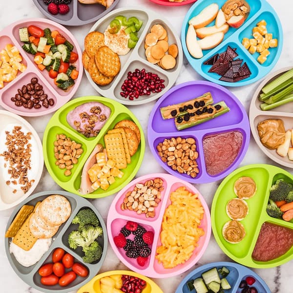 100 % silikonplater for småbarn | 3-delt sett | Delte babyplater | Ikke-giftig