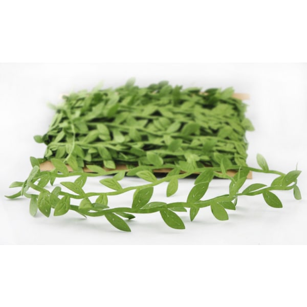 100M silkestoff bladkransdekorasjon tilbehør Green Leaf R