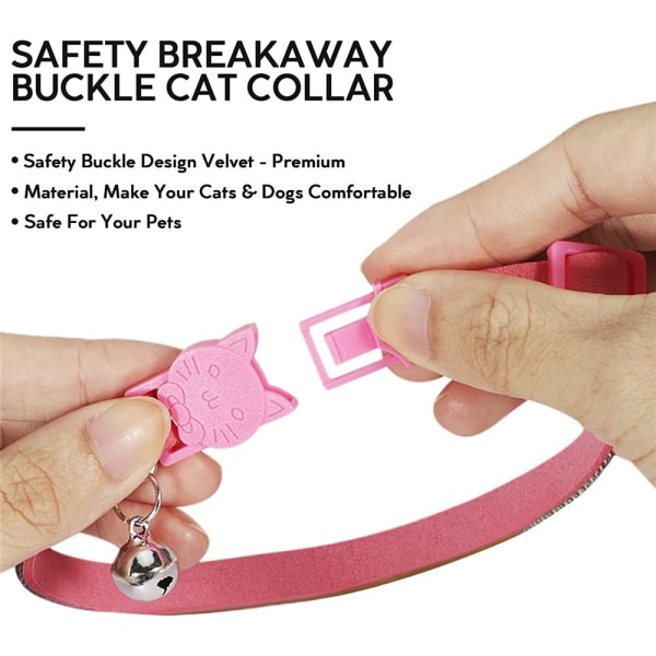 Kattehalsbånd med ID-merke, sikkerhetsspenne og ringeklokke, vanntett bakside