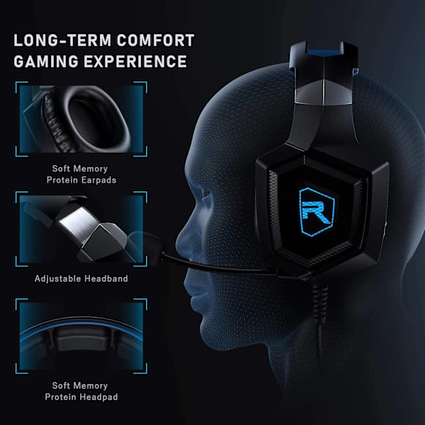 Gaming Headset med mikrofon, Gaming Hörlurar för PS4  Xbox O
