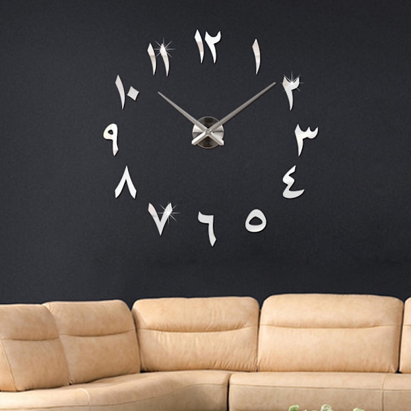 Arabic Wall Clock Large Modern Mute DIY - Decoration Gift - Living Room Hom