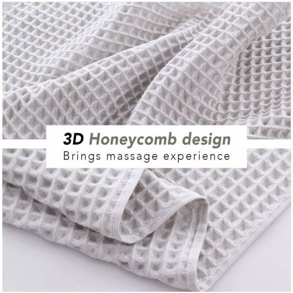 4st Handdukar 3D Honeycomb Design Mjuk Fluffig Bomull 13,3×29（i
