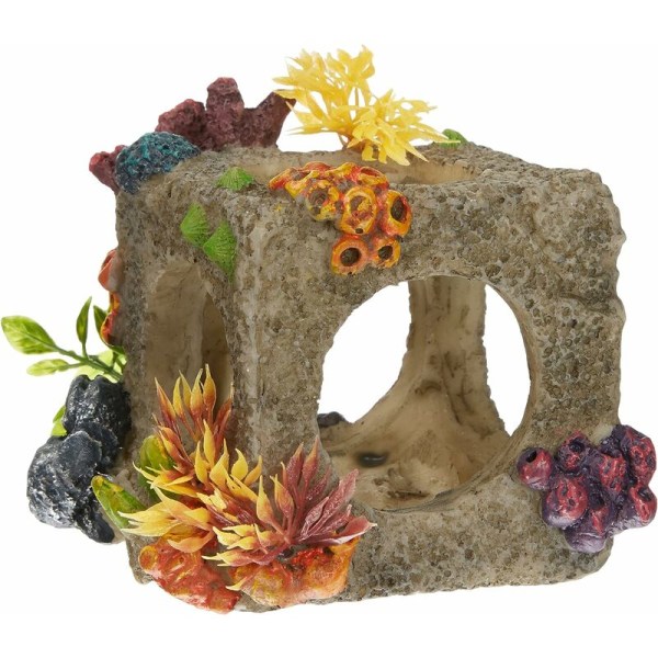 Polyresin Cube Habitat Aquarium Decor Size S 12 x 11.5 x 11 cm,