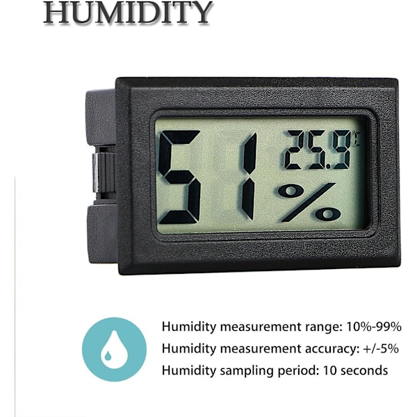 4-pakker Mini Rund Innendørs Hygrometer Termometer Celsius eller Fahrenheit Meter