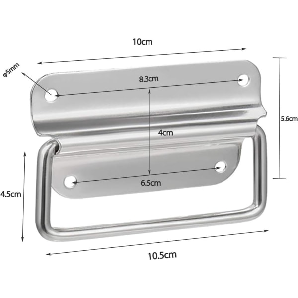 Taitettava laatikon kahva, työkalulaatikon kahva, metallinen ovenvetokahva, 4 kpl