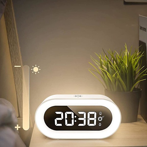 Ljusstark LED-väckarklocka med snooze-funktion Student Sängbord