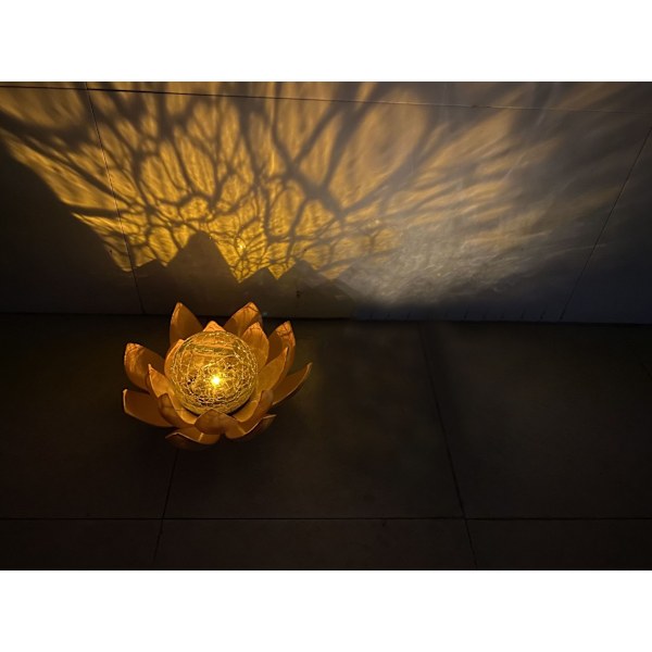 Lotus Solcellslampa, Ø 20 cm, Höjd 10 cm, metall, brun