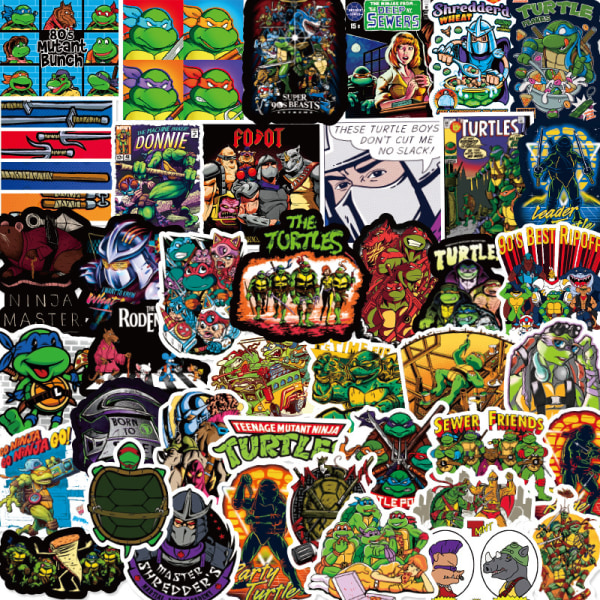 100 stycken tecknad ninjasköldpadda vattentät dekorativ graffiti