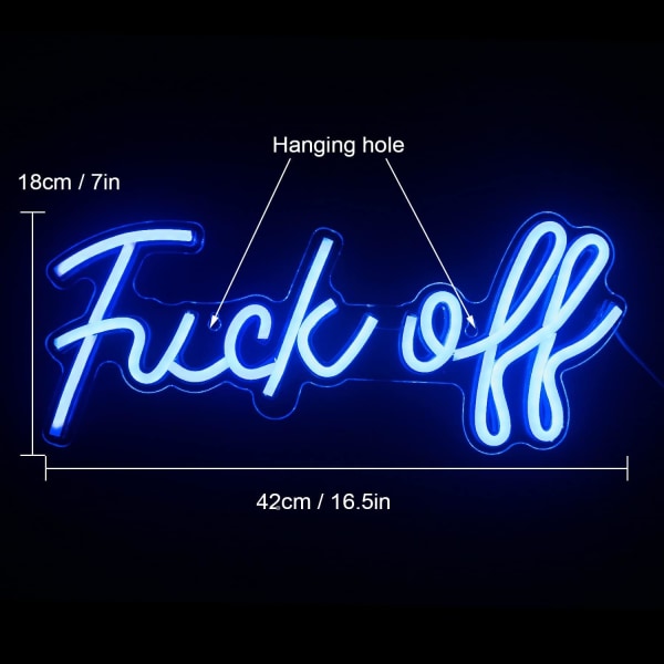 Fuck Off Neon Sign Word Blue LED Neon Wall Light Signs Acrylic US