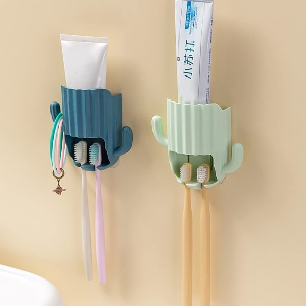 2st 2 i 1 söt tandborste tandkrämshållare, väggmonterad kaktus 31c4 | Fyndiq