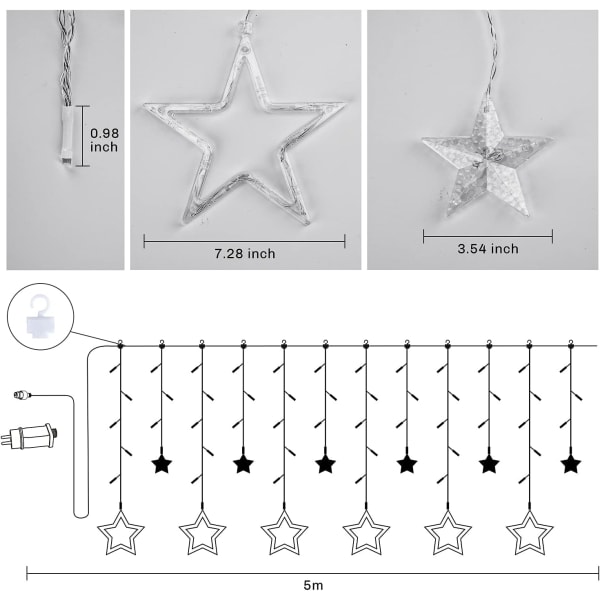 138 LED 12 stjärnor ljusslinga dropp fe ljusslinga vattentät