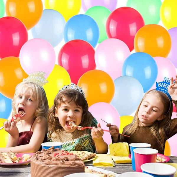 Flerfärgade ballonger, 100-pack uppblåsbara ballonger för födelsedagsfester, bröllop