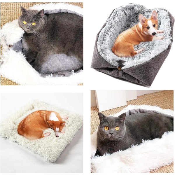 Kattbädd Tvättbar Mjuk Kattkudde - 2 i 1 Kattsovsoffa
